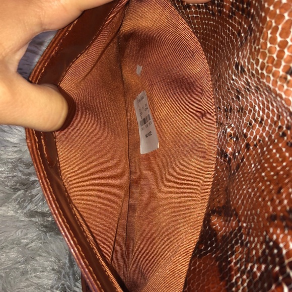 Badgley Mischka Brown Leather & Snakeskin Bag - Picture 5 of 8